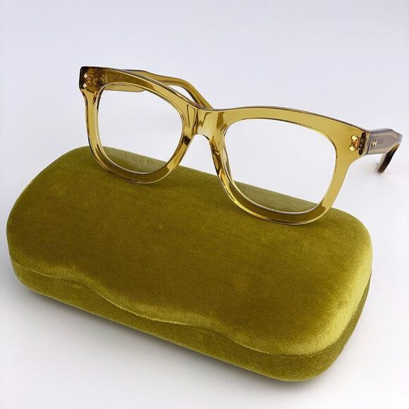 NEW GUCCI GG1086O 006 Transparent Yellow Square Women Eyeglasses